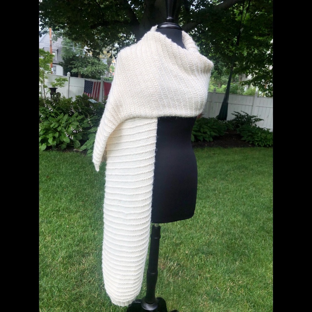 Warm striped knit winter scarf
